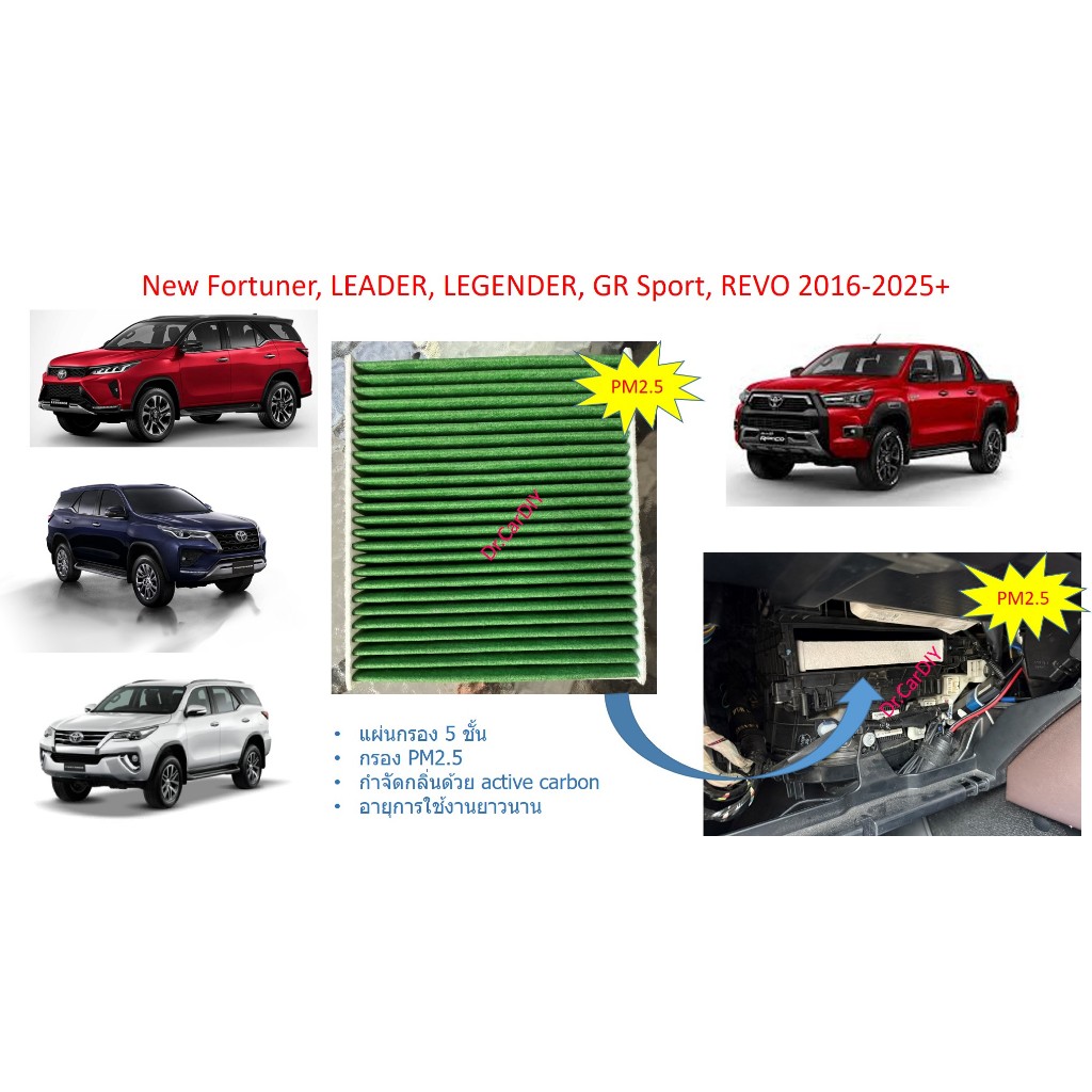 กรองแอร์ห้องโดยสาร PM 2.5 New Fortuner, LEADER, LEGENDER, GR Sport, REVO 2016-2025+