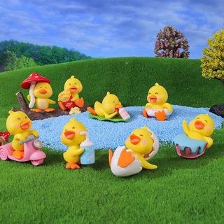 A029 ตุ๊กตาจิ๋วเป็ดสีเหลืองในชุดกันฝน PVC น่ารัก (ชุด 6 ตัว,ชุด 5 ตัว) สำหรับแต่งบ้าน แต่งโต๊ะทำงาน