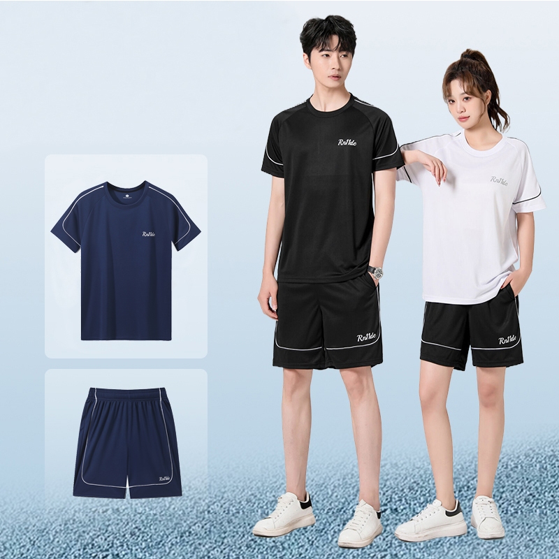 mvp sport สูททูพีซผู้ชาย กางเกงขาสั้น + เสื้อเชิ้ตแขนสั้น  เสื้อผ้ากีฬาผู้ชาย M-5XL