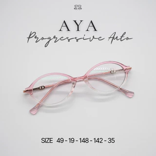แว่นตาสายตายาวเลนส์โปรเกรสซีฟ รุ่น AYA '' อาญ่า " 98001 เลนส์มองใกล้ กลาง ไกล เลนส์ออกแดดเปลี่ยนสีเทาดำ