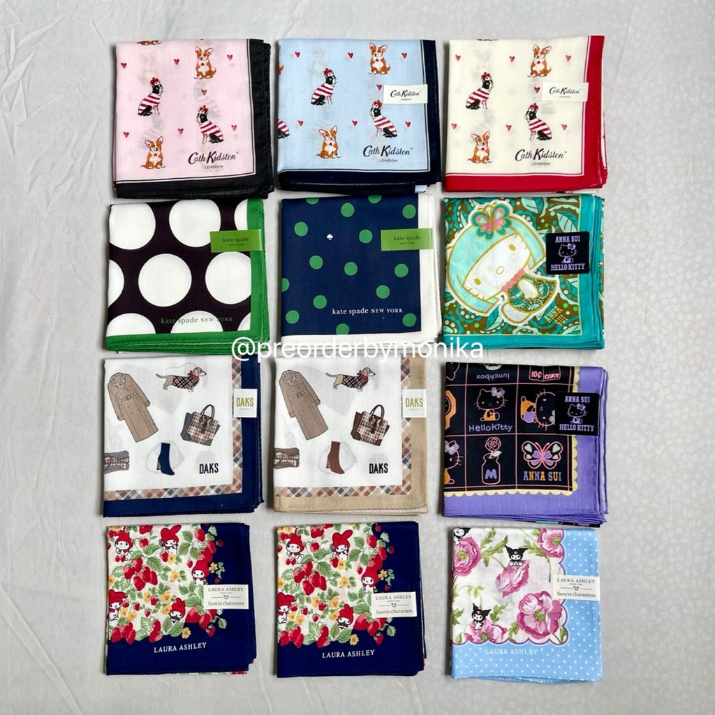 (พร้อมส่ง) ผ้าเช็ดหน้าSanrio, Cath kidston, Kate spade ถูกที่สุด‼️