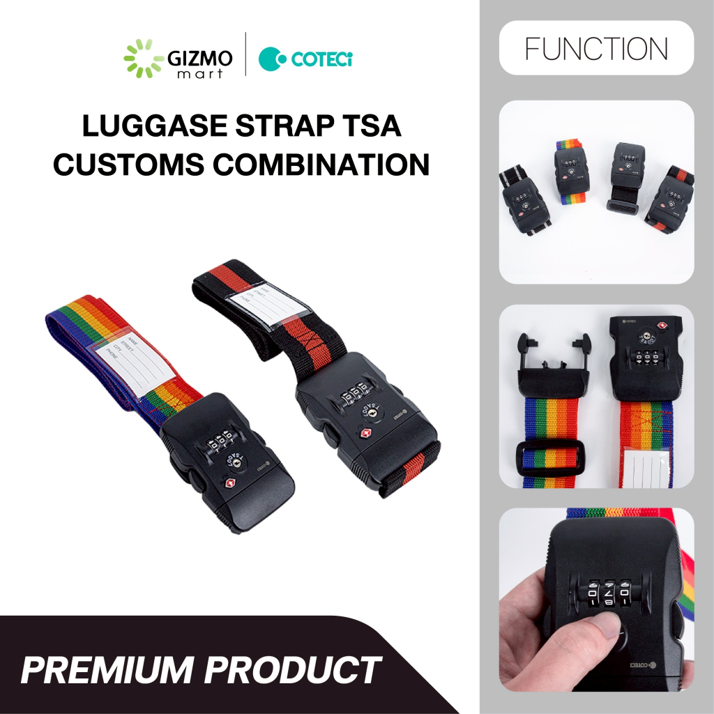 COTECI สายรัดกระเป๋าเดินทาง luggage strap TSA customs combination