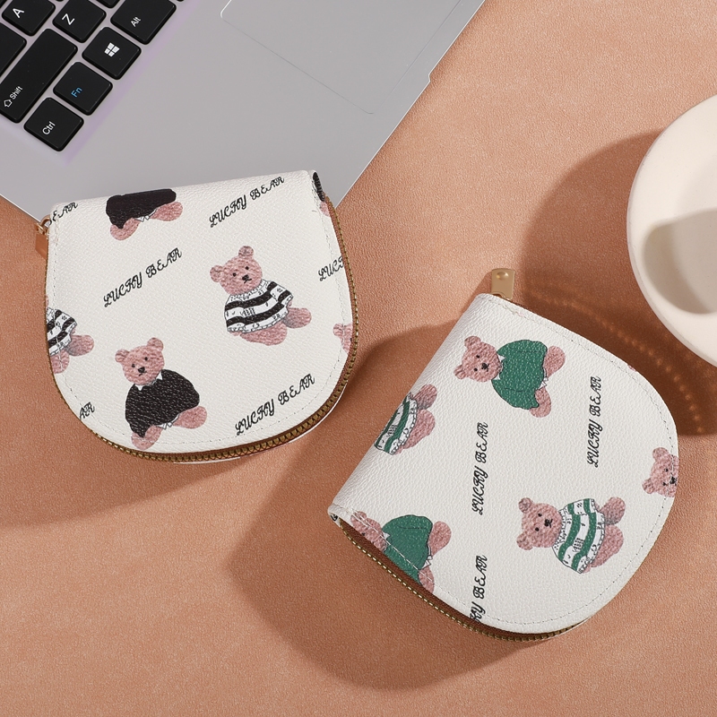 (B-2040)🔥กระเป๋าสตางค์ใบสั้นสําหรับสตรี หนังPu พกพาสะดวก ขนาดเล็กแบบพกพา พร้อมช่องใส่บัตร สีสดใส กระเป๋าแฟชั่น Bear