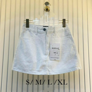 MAYGAN กระโปรงยีนส์แฟชั่น กระโปรงเดนิมเอวสูง ผ้าไม่ยืด มีซับ…