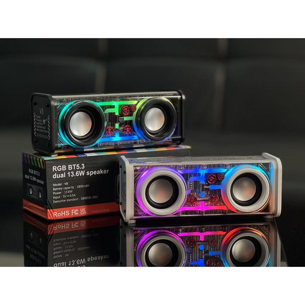 ลำโพงบลูทูธ V8 เบสหนัก เบสแน่น TWS สเตอริโอ ลําโพงซับวูฟเฟอร์ ไร้สาย ลําโพงเบสหนัก คุณภาพเสียงดี