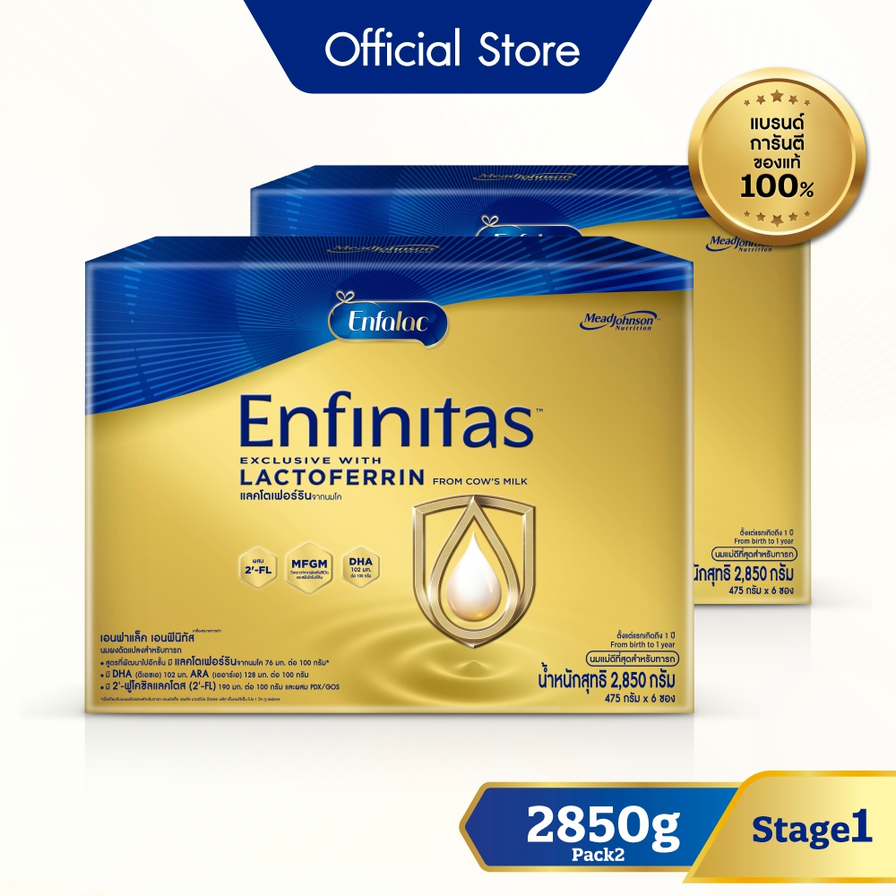 นมผง เอนฟาแล็ค เอนฟินิทัส สูตร1 (2850 กรัม) x2 กล่อง Enfalac Enfinitas Stage1 (2850 g) x2 packs