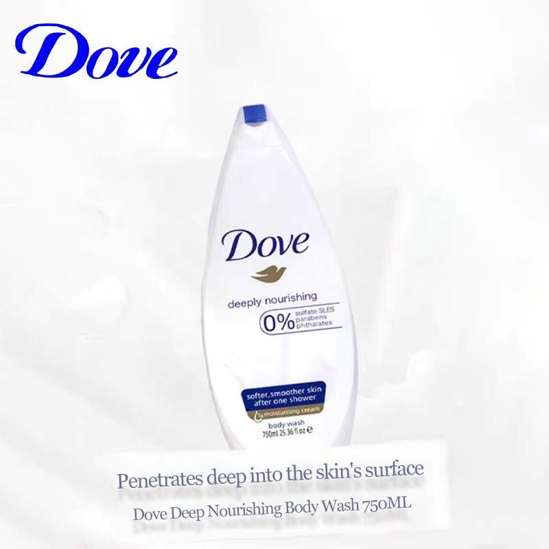 Dove body wash โลชั่นบำรุงผิวกาย 750มล. เจลอาบน้ำกลิ่นจัสมิน มะพร้าว มอยส์เจอร์ไรเซอร์เข้มข้น ฟื้นฟูผิว