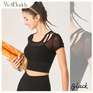 WellBuddy สปอร์ตบราแขนสั้น เสื้อโยคะ เสื้อออกกำลังกายแขนสั้น เสื้อพิลาทิส (Airy Top)