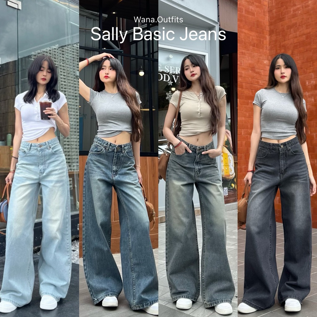 Wana.Outfits - Sally Basic Jeans  กางเกงยีนส์ทรงเบสิคขากระบอกกลาง