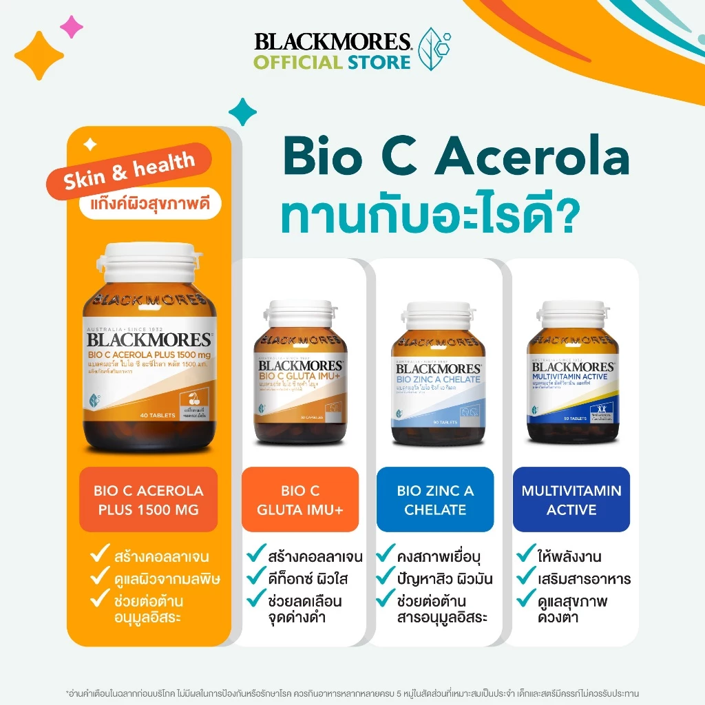 Blackmores Bio C Acerola Plus 1500mg (40 tabs) แบลคมอร์ส ไบโอ ซี อะซีโรลา พลัส 1500 มก. (40 เม็ด) thumbnail 7
