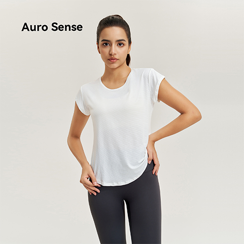 Auro Sense เสื้อยืด แขนสั้น โยคะสำหรับ ผู้หญิง ใช้เนื้อผ้าตาข่าย เหมาะสำหรับ วิ่ง ระบายอากาศ หลวม และบาง