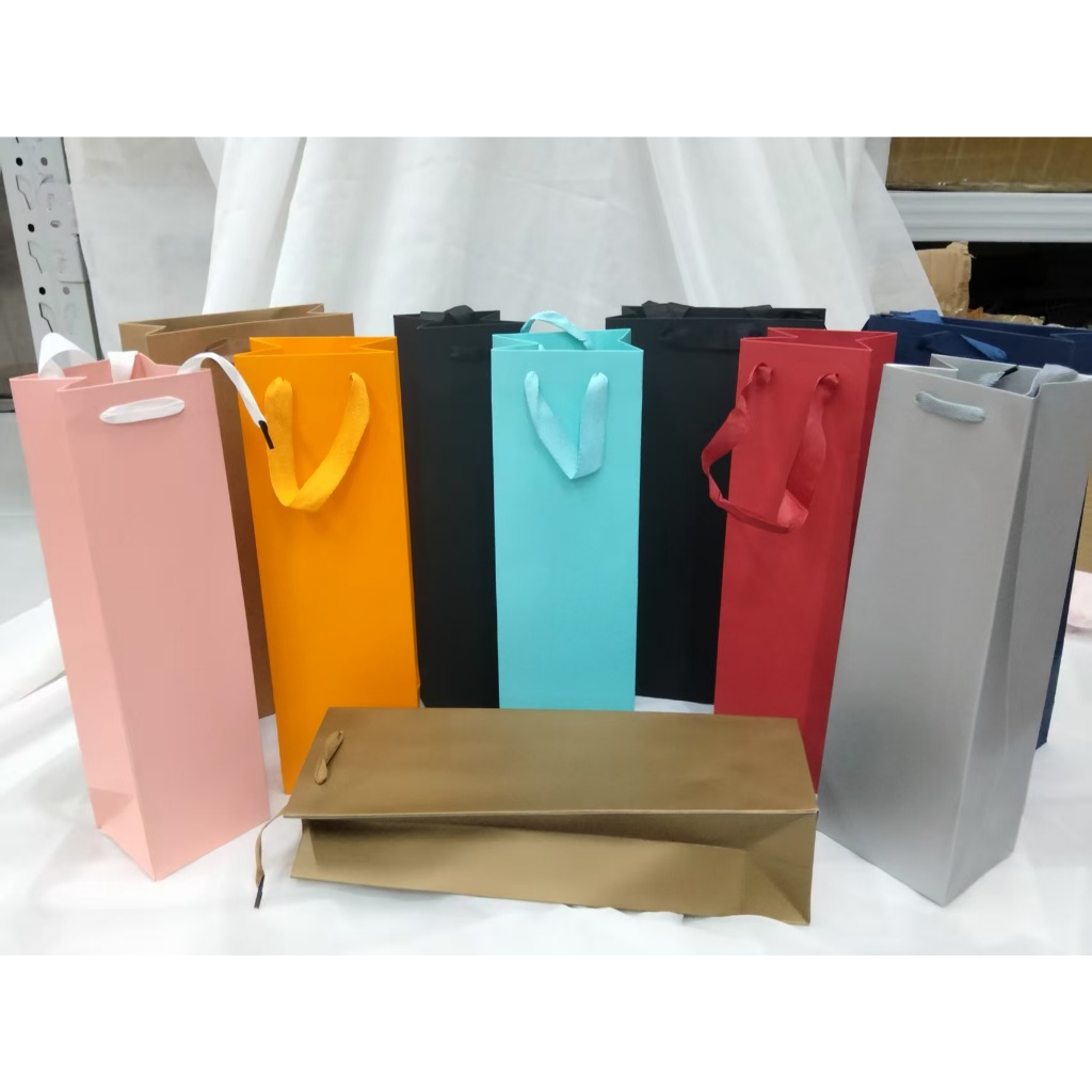 GIDA พร้อมส่ง ถุงกระดาษ ทรงยาว ถุงใส่ขวด ถุงกระดาษบรรจุภัณฑ์ แบบเคลือบหนาพิเศษ