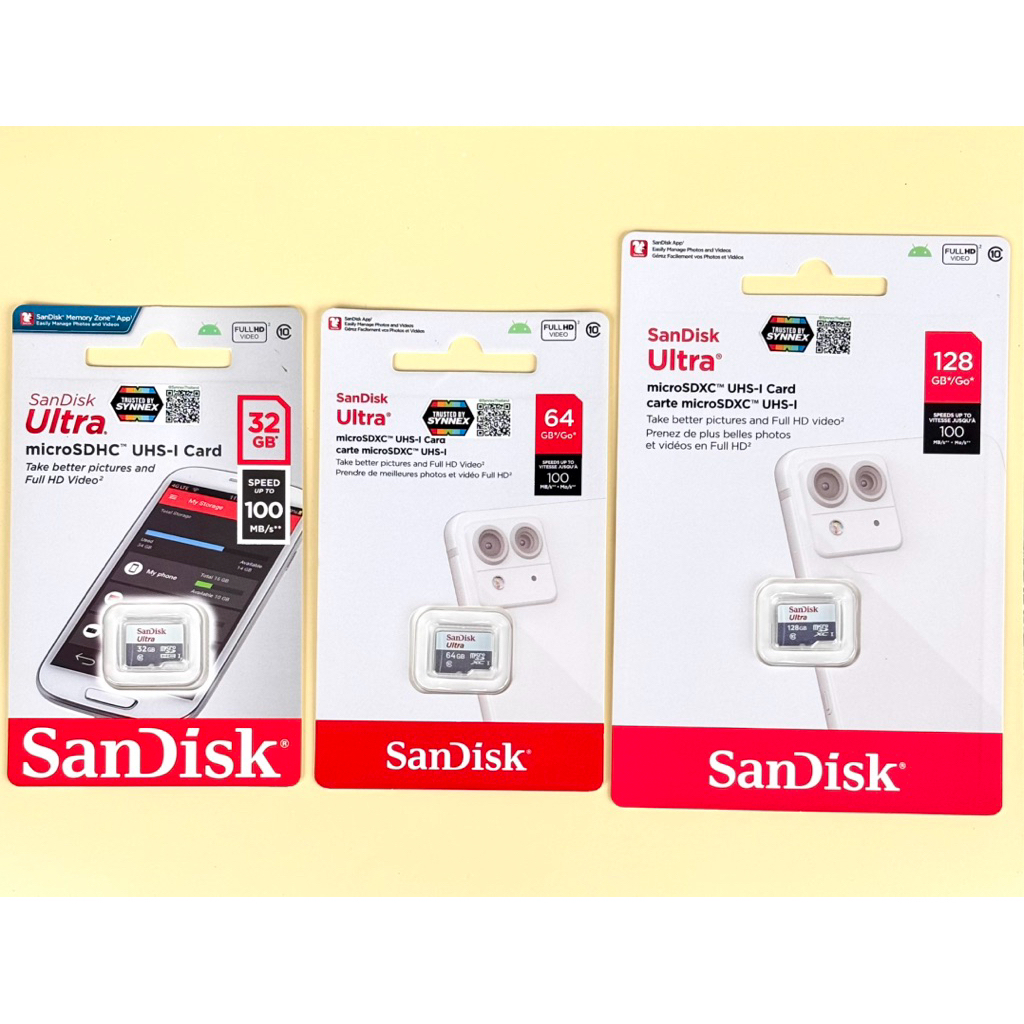 Sandisk ultra 32 64 128 GB เมม มือถือ กล้องติดรถ รถยนต์ กล้องวงจรปิด ip camera  Micro sd card class1