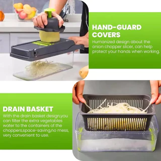 Multifunctional Vegetable Chopper เครื่องสไลด์ผัก เครื่องหั่นผัก เครื่องหั่นอาหาร ใบมีดสแตนเลสคม เครื่องหั่นผล