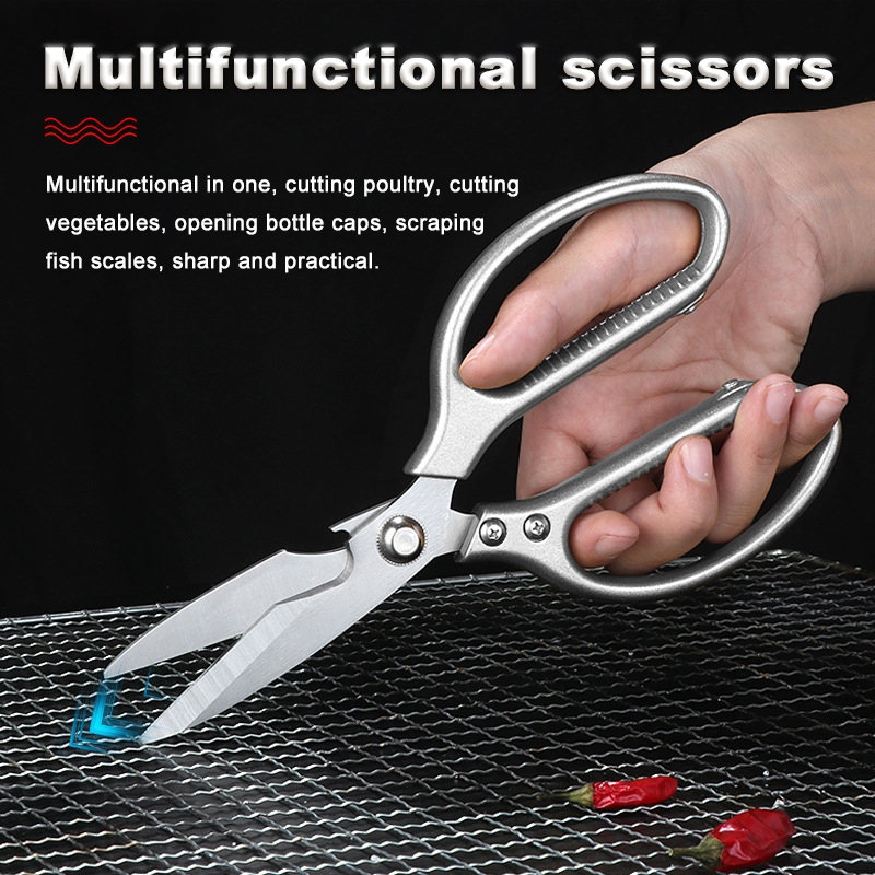 กรรไกรสแตนเลส SK5 กรรไกรตัดเนื้อตัดอาหาร กรรไกรครัว อุปกรณ์ทำอาหาร Kitchen ใช้สำหรับตัดอาหาร ตัดกระดูก และ ปลา ใช้งานได้ - รูปที่ 6