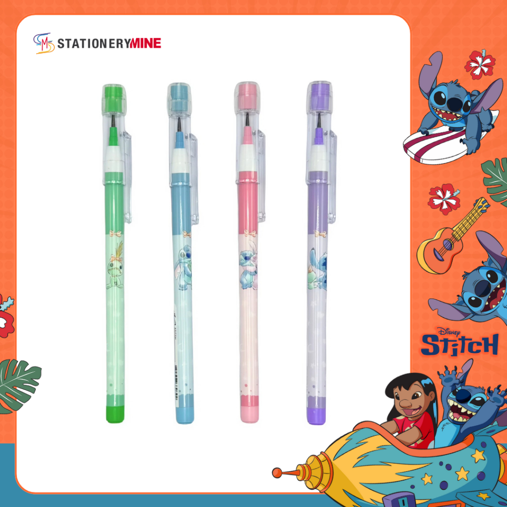 Elfen Plus ดินสอดำ HB ดินสอต่อไส้ Stitch (คละสี) จำนวน 1 แท่ง