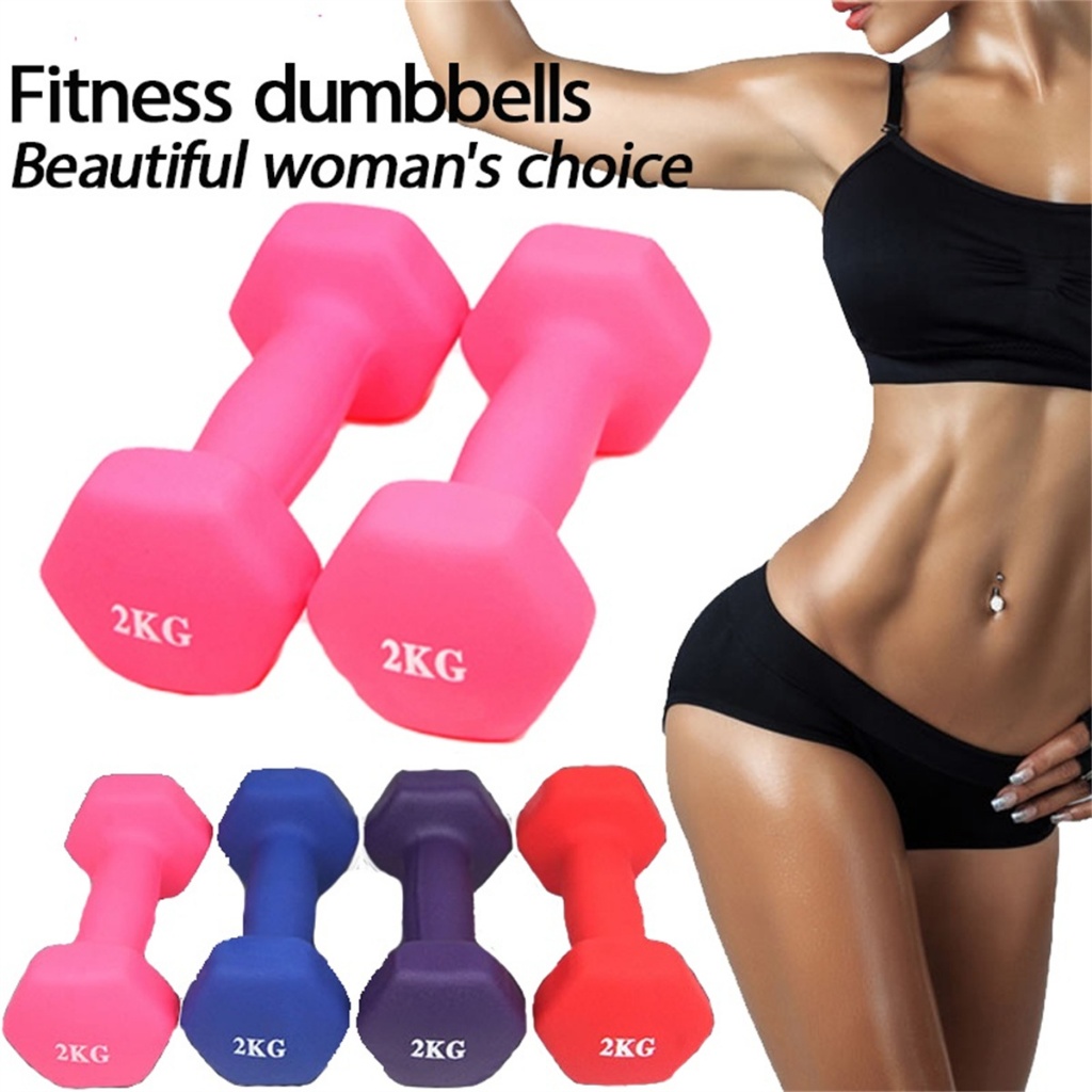 ดัมเบลยาง 1-2-3-4-5kg แพ็คคู่ (ได้ 2ชิ้น) Dumbbells ดัมเบลล์ผู้หญิง