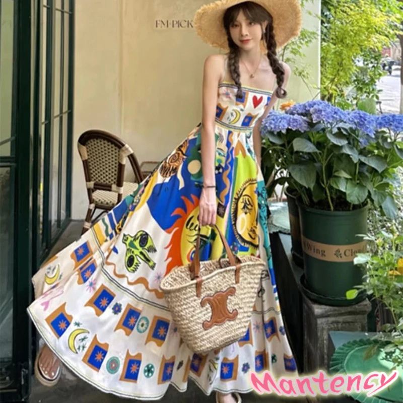 ชุดพิมพ์ลาย Graffiti ชุดเดรสกระโปรงสตรีเซ็กซี่ ชุดเดรสแขนกุดขนาดใหญ่-MTY - รูปที่ 2