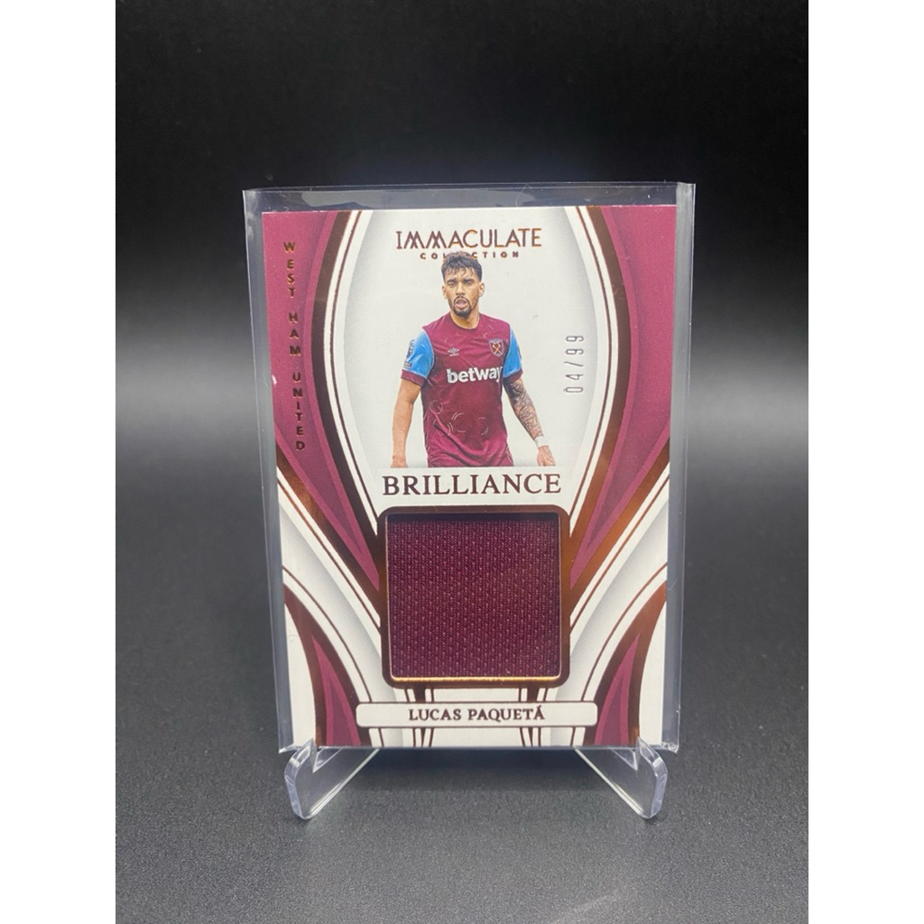 การ์ดฟุตบอล👕ชิ้นส่วนผ้า LUCAS PAQUETA BRILLIANCE /99 No. BR-LP 2023-24 PANINI IMMACULATE COLLECTION 