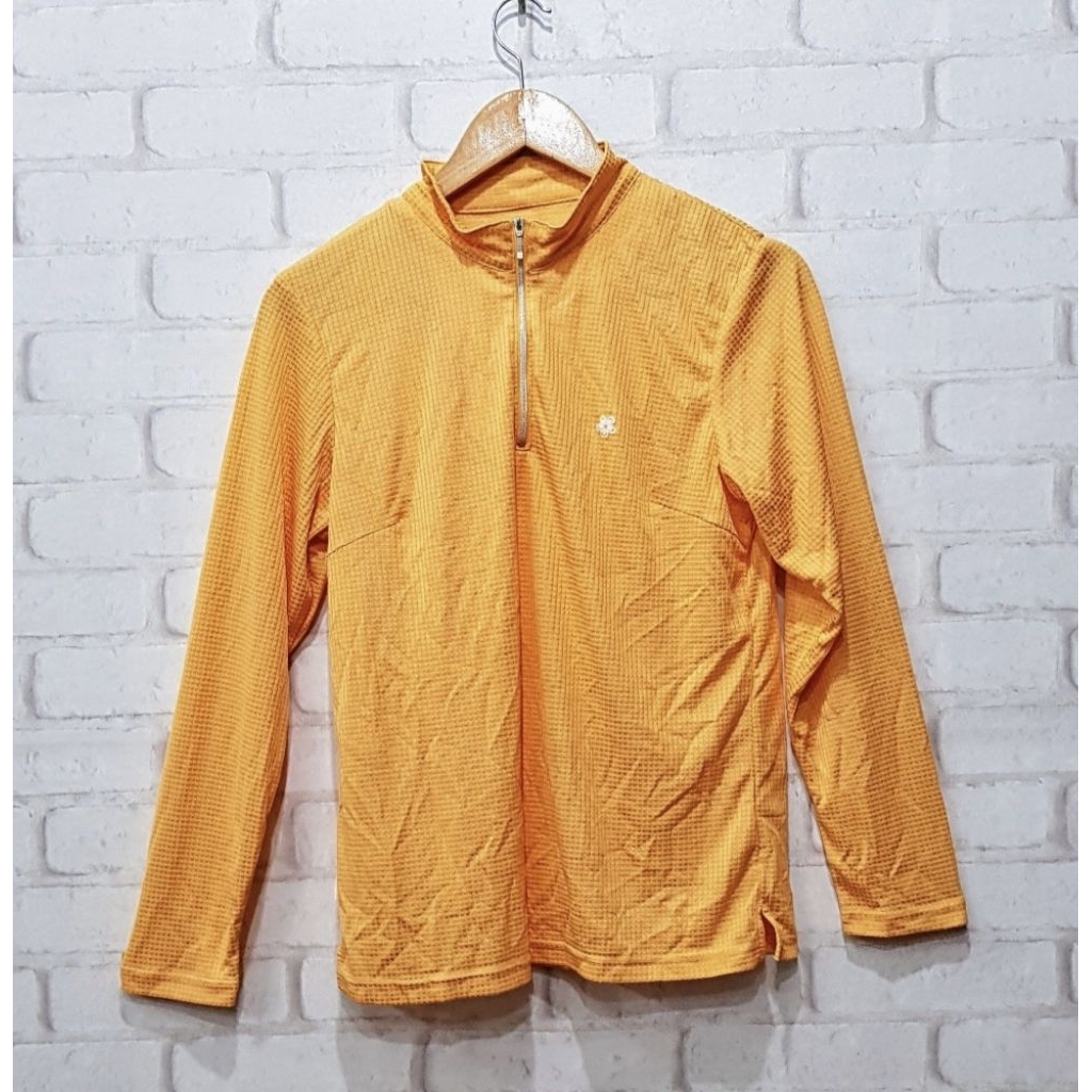 (V16) เสื้อแขนยาวคอซิป สีส้มแบรนด์ LEAN อก 40" ยาว 25" (มือสอง สภาพดี)