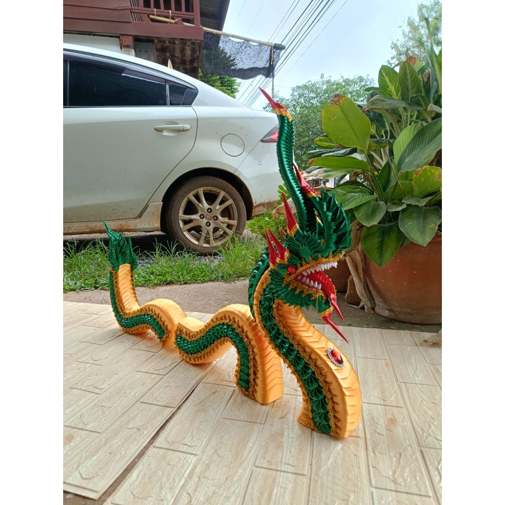 บายศรีพญานาค เศียรพญานาค ขนาดความสูง 50ซม  ลำตัว35ซม หาง 40ซม งานริบบิ้น - รูปที่ 6