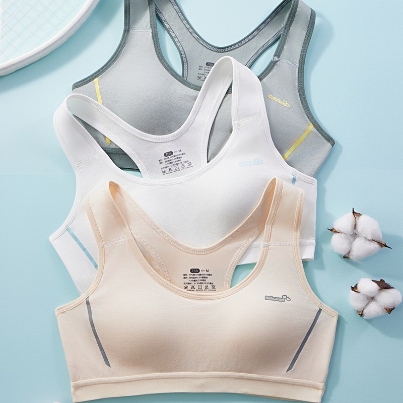 Hb001 เสื้อในเด็กสปอร์ตบราเด็กวัยฟองน้ำเย็บติด 12-18 ปี