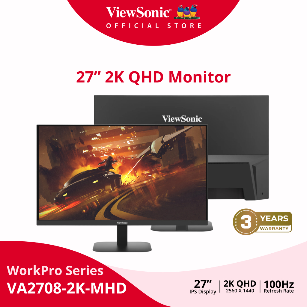 ViewSonic Monitor VA2708 2K MHD / 27" / 2K QHD IPS / 1 ms (จอมอนิเตอร์)