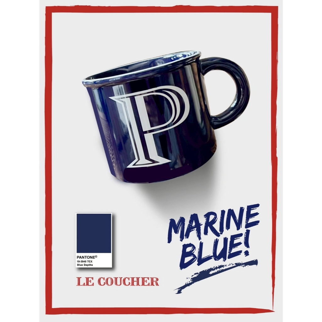 Le Coucher, Alphabets Marine Blue Mug Limited Edition 450ml 💙 แก้วกาแฟ ของขวัญ แก้วสีน้ำเงิน แก้วมัค