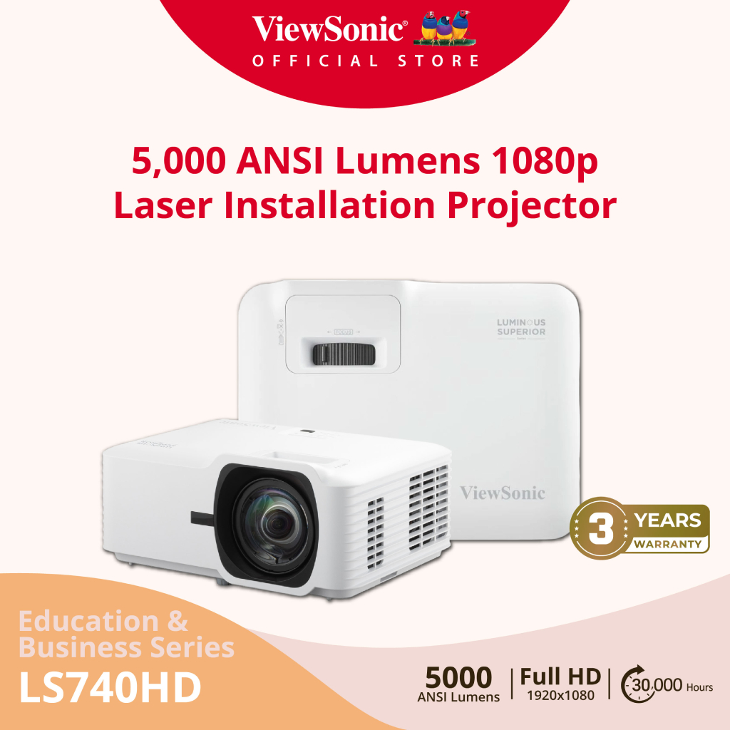 ViewSonic LS740HD 5,000 ANSI Lumens 1080p Laser Installation Projector (โปรเจคเตอร์)