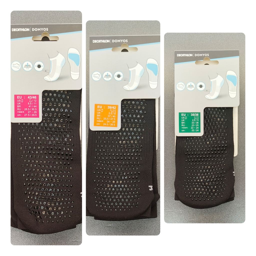 DECATHLON NYAMBA DOMYOS ถุงเท้ากันลื่น ถุงเท้าฟิตเนส Non-Slip Low Synthetic Fitness Socks แพ็คละ 1 คู่