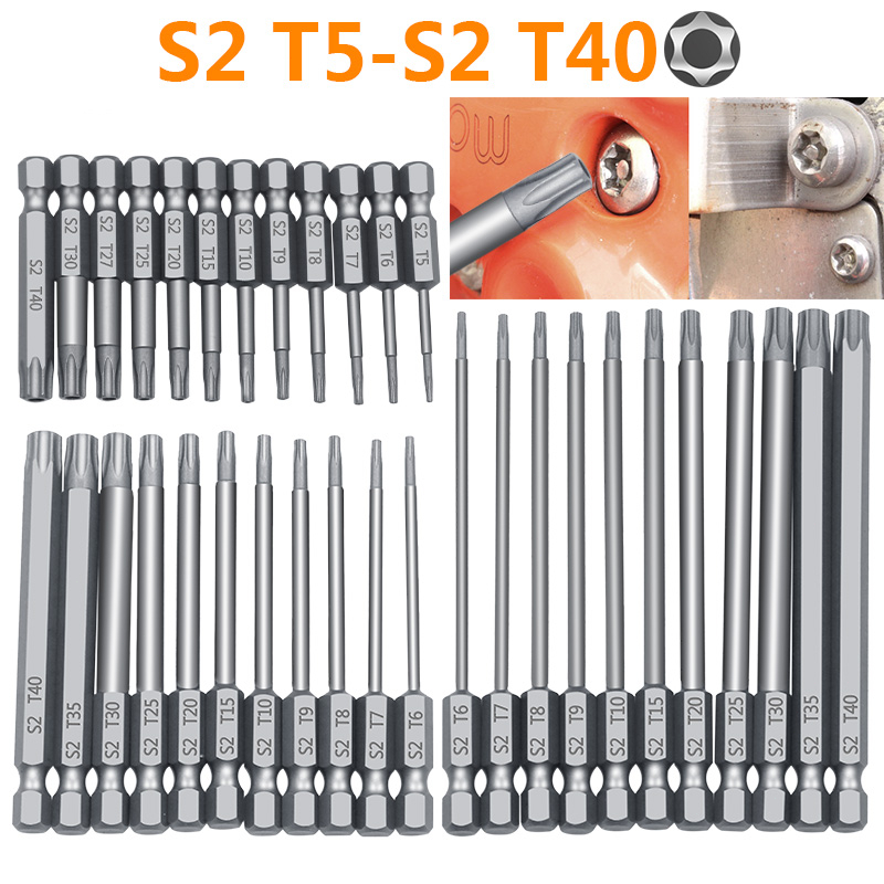11 /12 Torx ชุดดอกสว่านกลวง50/75/100มม. T5-T40ชุดหัวไขควงดอกไขควง