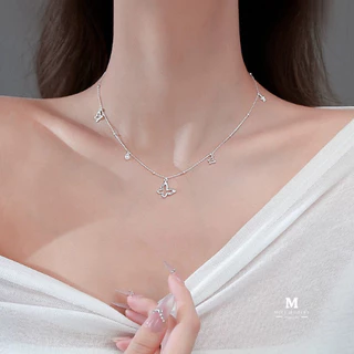 MEET💕พร้อมส่ง สร้อยเงิน Silver Butterfly สร้อยเพชร สร้อยแฟชั่น สร้อยคอเงินแท้ สร้อยคอจี้