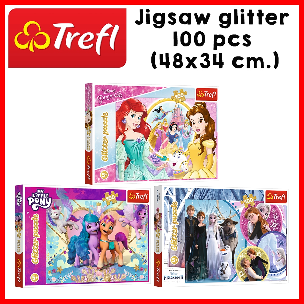 TREFL Jigsaw จิ๊กซอว์เด็ก จิ๊กซอว์ ดิสนี่ย์ กากเพชร จำนวน 100 ชิ้น Disney Princess Frozen ของแท้ 100% (5ปี+) พร้อมส่ง