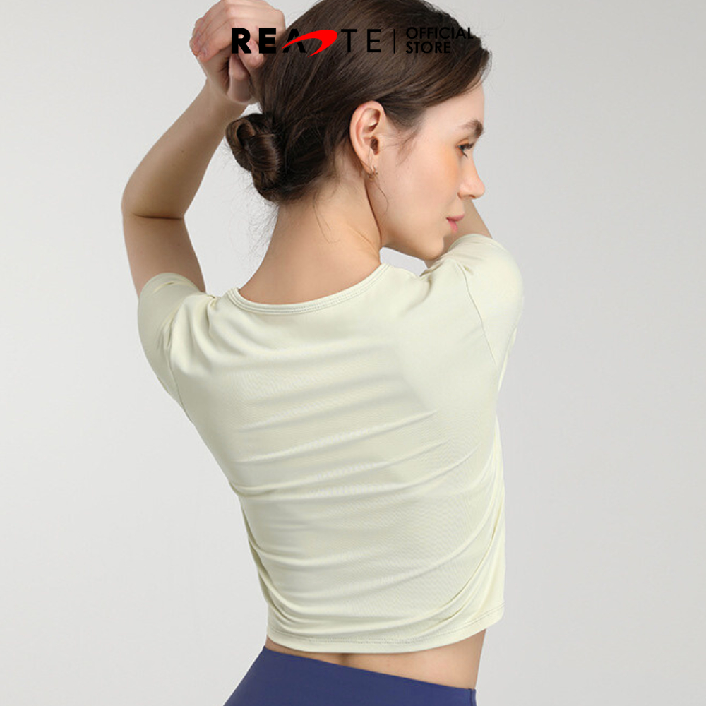 READTE เสื้อยืดออกกำลังกาย ใส่วิ่ง โยคะ TWIST FRONT ผ้านิ่มระบายอากาศดี SPORT WEAR — صورة 5