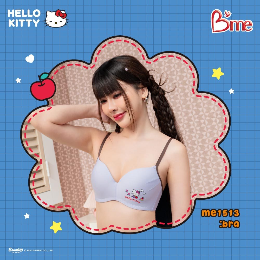 B'me เสื้อชั้นในไร้โครง level 2 ฟองกลาง รุ่น ME1513(Hello Kitty) สีครีม สีม่วง สีเขียวพาสเทล(เข้าคู่รุ่น ME6513,ME6708)