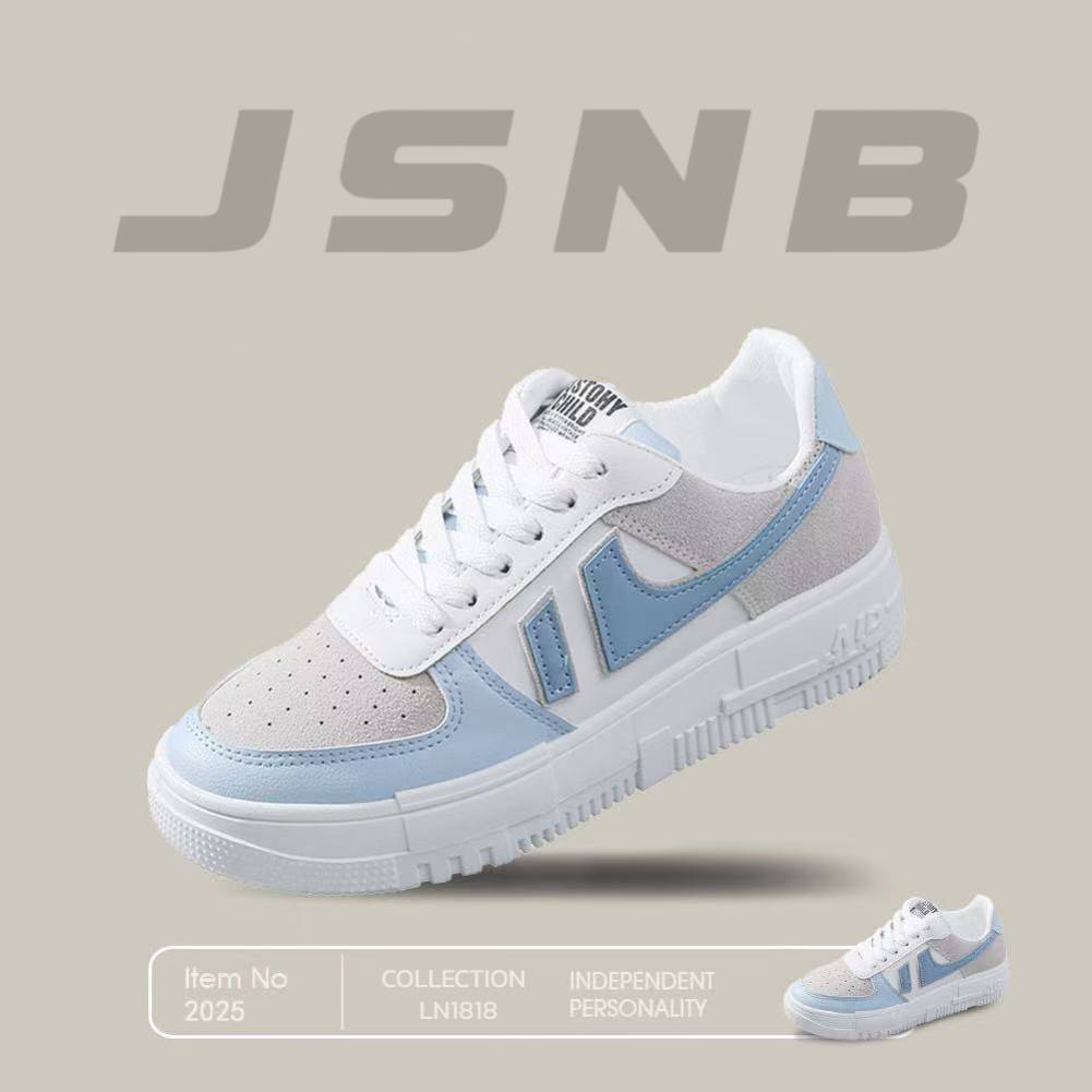 JSNB ส่งฟรี รองเท้าผ้าใบแฟชั่น พร้อมส่ง รองเท้าผ้าใบแนวสตรีท มินิมอล พื้นหนานุ่ม น้ำหนักเบา [LN1818]
