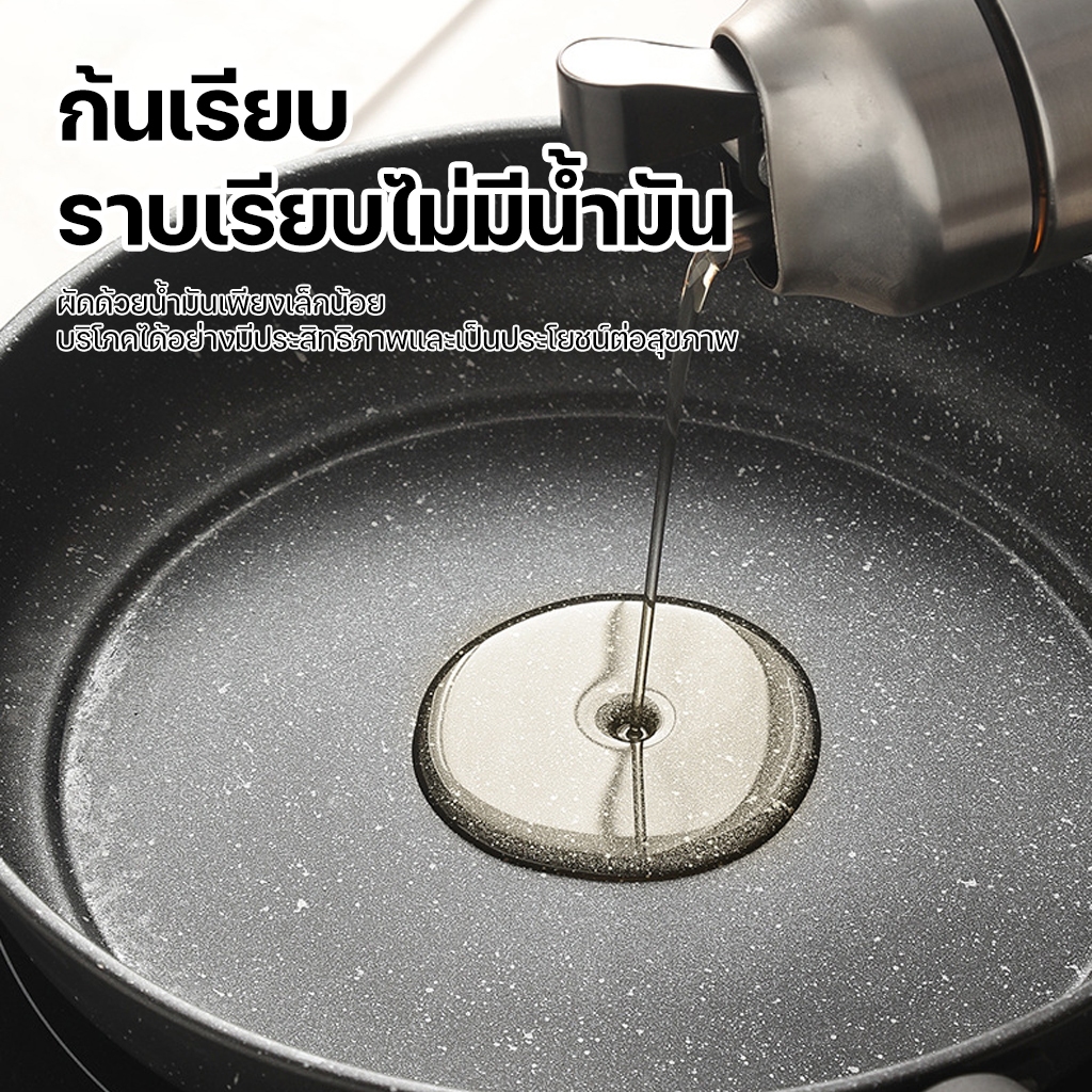 กระทะเคลือบหินอ่อน กระทะ เทฟล่อน 3ชั้น ไม่ติดกะทะ กระทะนอนสติ๊ ขนาด 21-25cm กระทะหน้ากว้างหม้อเกาหลี ใช้กับเตาแม่เหล็ก - รูปที่ 3
