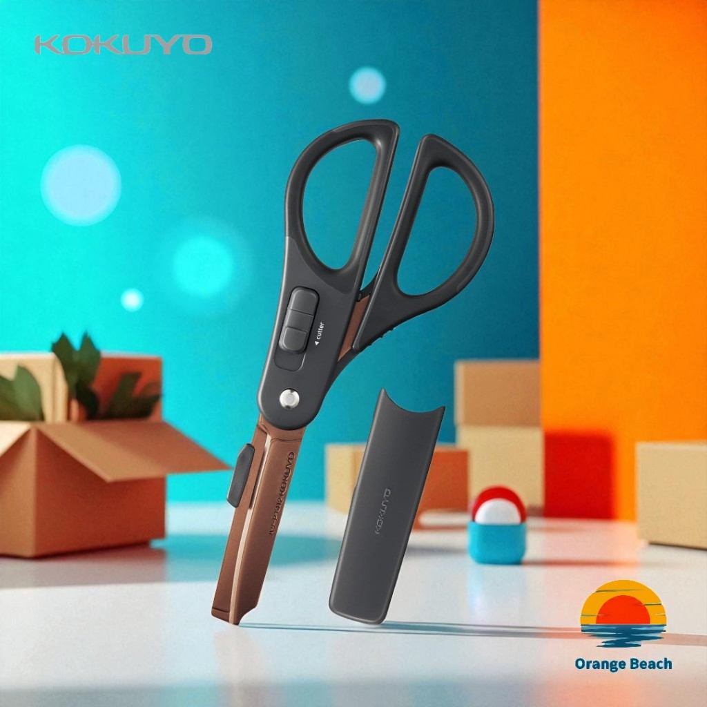 KOKUYO 2Way Scissors HAKOAKE/กรรไกร+คัตเตอร์ในตัวเดียว/ใบมีดไทเทเนียม/ญี่ปุ่น