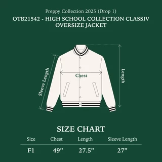 Highschool Preppy Collection 2025 Oversize Comfy Neoprene Varsity Jacket เสื้อคลุมนักศึกษา - OTB21542