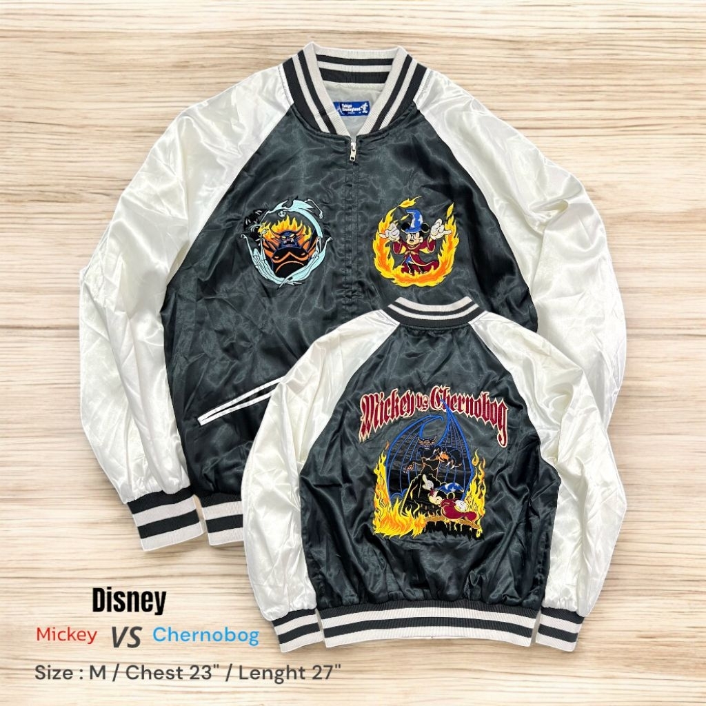 Sukajan Jacket Disney Fantasia Micky VS Chernabog แจ็คเก็ตญี่ปุ่น เสื้อปักลายญี่ปุ่น 90s สไตล์เกาหลี