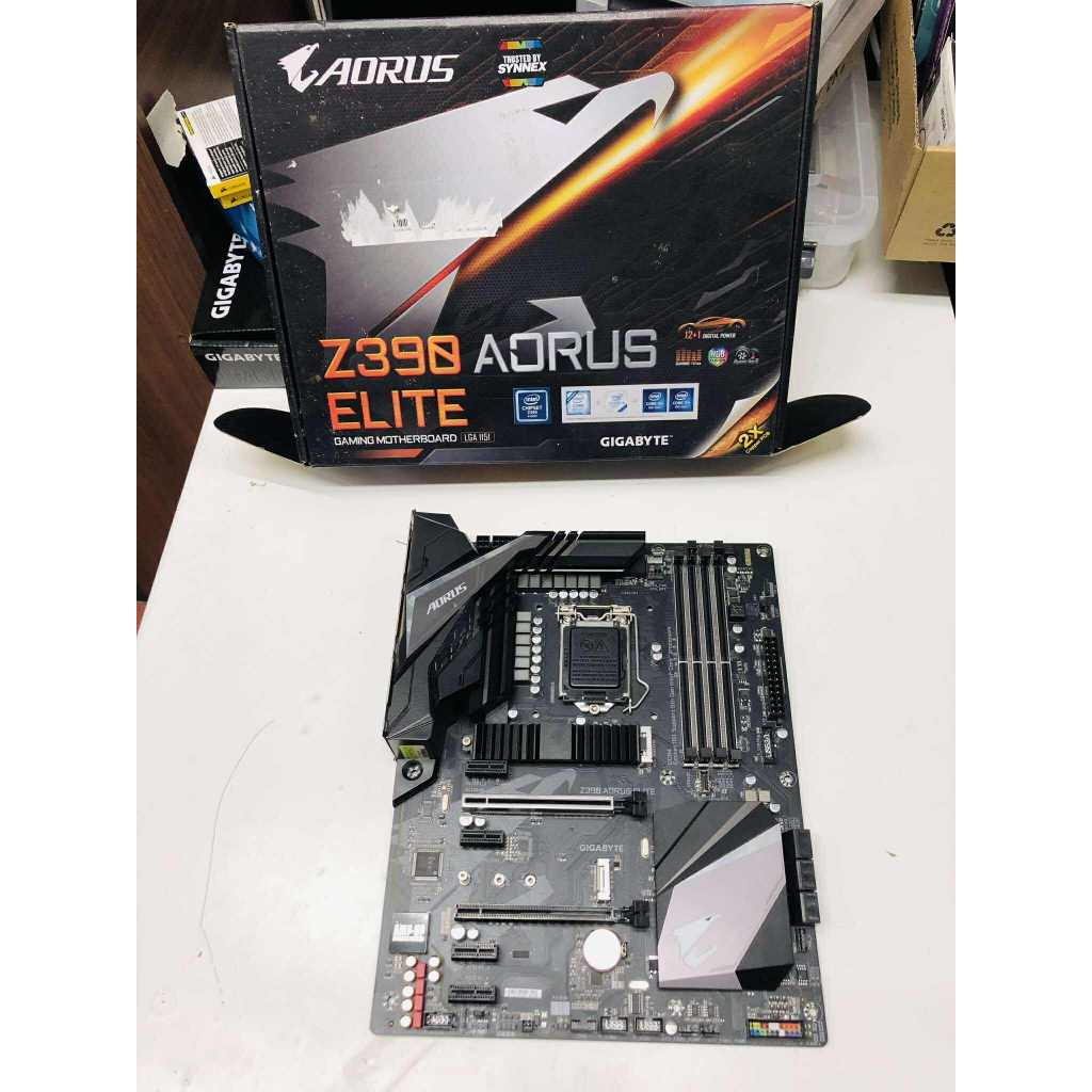 MAINBOARD (เมนบอร์ด) 1151 v.2 gen8-9 GIGABYTE Z390 AORUS ELITE ครบกล่อง ใช้งานปกติ ประกันร้าน