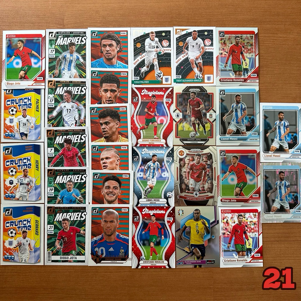 การ์ดสะสมฟุตบอล RONALDO MESSI JOTA ZIDANE ISAK JUDE HAALAND และคนอื่นๆอีกมากมาย