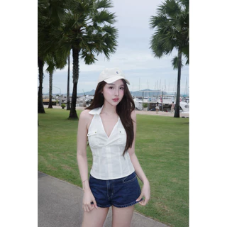 (ไม่ผลิตเพิ่ม)BEMYCHIC เสื้อคล้องคอ รุ่น Lynn top