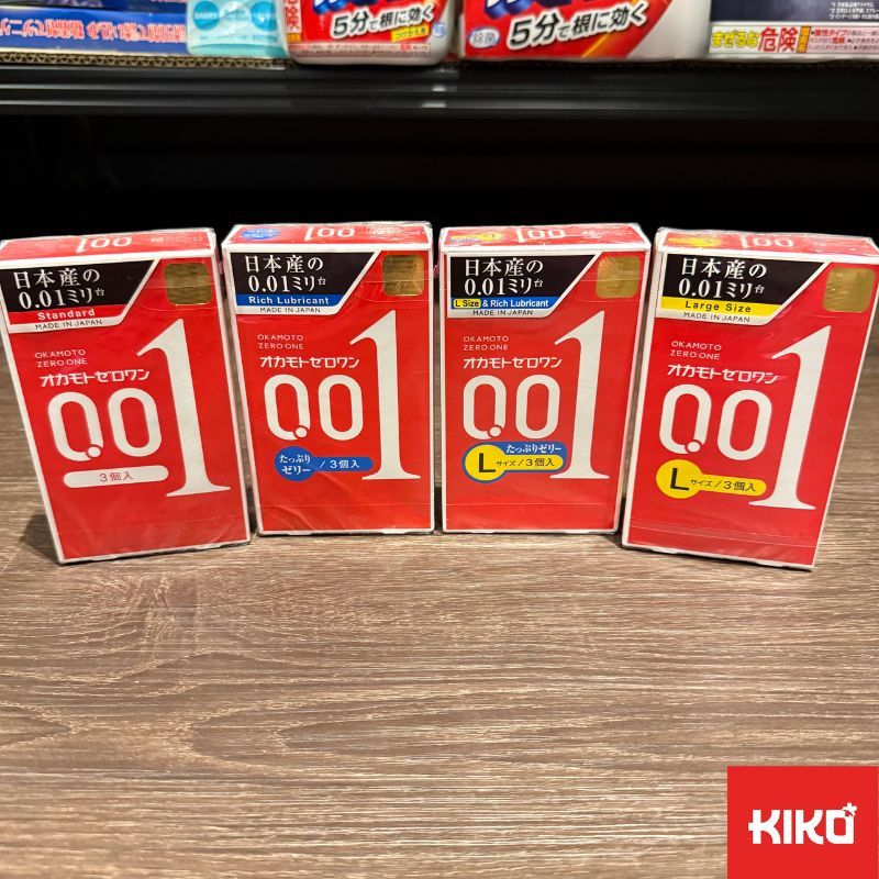 Okamoto Zero One 001 mm โอกาโมโต ซีโร่ วัน(ทางร้านจะไม่ระบุชื่อสินค้าหน้ากล่องพัสดุ)