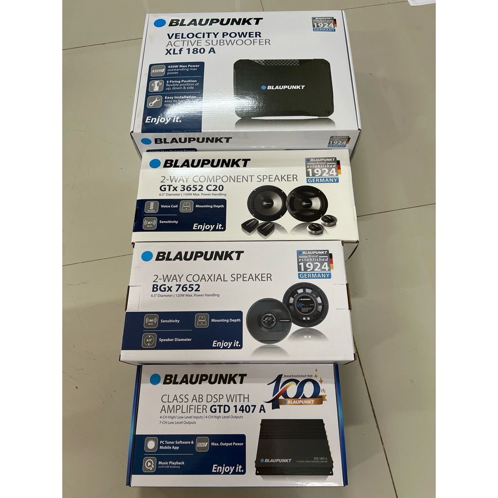 ชุดละ 14450บาท 8“ Subbox Blaupunkt 1ตัว DSP Blaupunkt 1ตัว 6.5”แยกชิ้น 1คู่ 6.5“แกนร่วม 1คู่ ลำโพงติ