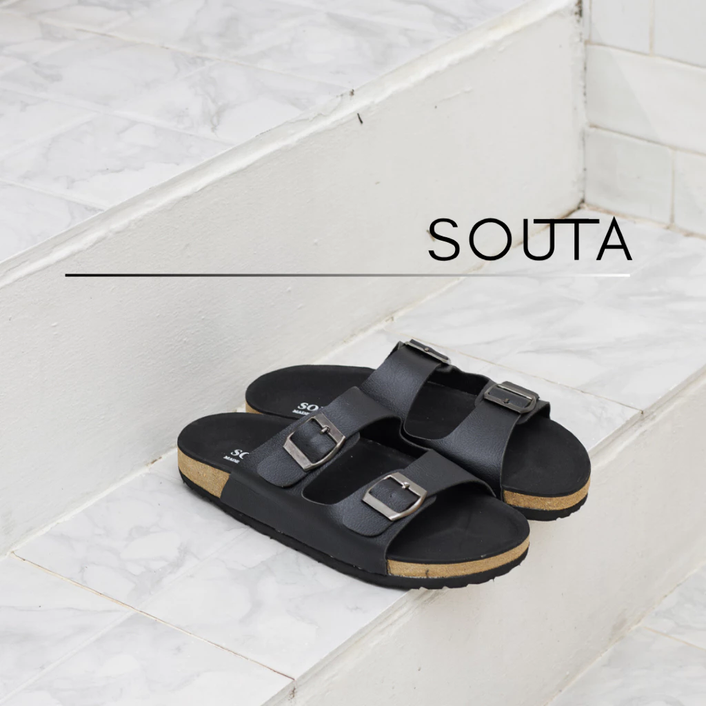 🕶The Classic - Souta รองเท้าแตะวินเทจ สไตล์ไบเก้น รวมรุ่นดำล้วน🕶 >> minimal >> ไซส์35-45*ลด1ไซส์*