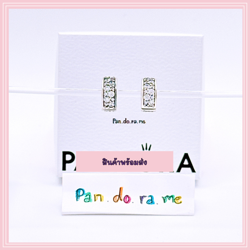 [พร้อมส่ง สินค้าแท้ 💯] แถมกล่อง Pandora คลิปแพน Clear Pavé Clip Charm คลิปเพชร มียางในตัว