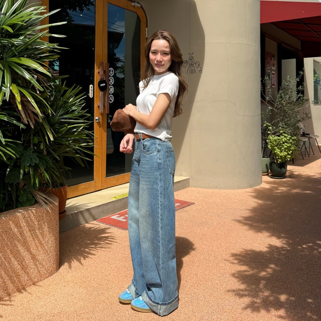 [เก็บโค้ดหน้าร้าน ลด30% เหลือเพียง 509.-] Vesper Jeans ยีนส์เอวสูงขากระบอกใหญ่ ทรง Baggy Jeans แพทเทิร์นสวย ราคา ถูกที่สุด ดีลบีเคเค แกลเลอรีภาพที่ 3