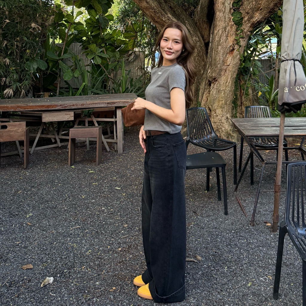 [เก็บโค้ดหน้าร้าน ลด30% เหลือเพียง 509.-] Vesper Jeans ยีนส์เอวสูงขากระบอกใหญ่ ทรง Baggy Jeans แพทเทิร์นสวย ราคา ถูกที่สุด ดีลบีเคเค แกลเลอรีภาพที่ 6