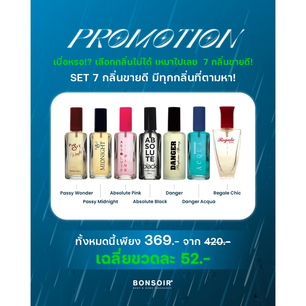[SET 7 กลิ่นขายดี] BONSOIR น้ำหอมตัว 22 ML น้ำหอมผู้หญิง น้ำหอมผู้ชาย น้ำหอมพกพา กลิ่นขายดี น้ำหอมเทียบแบรนด์ PERFUME